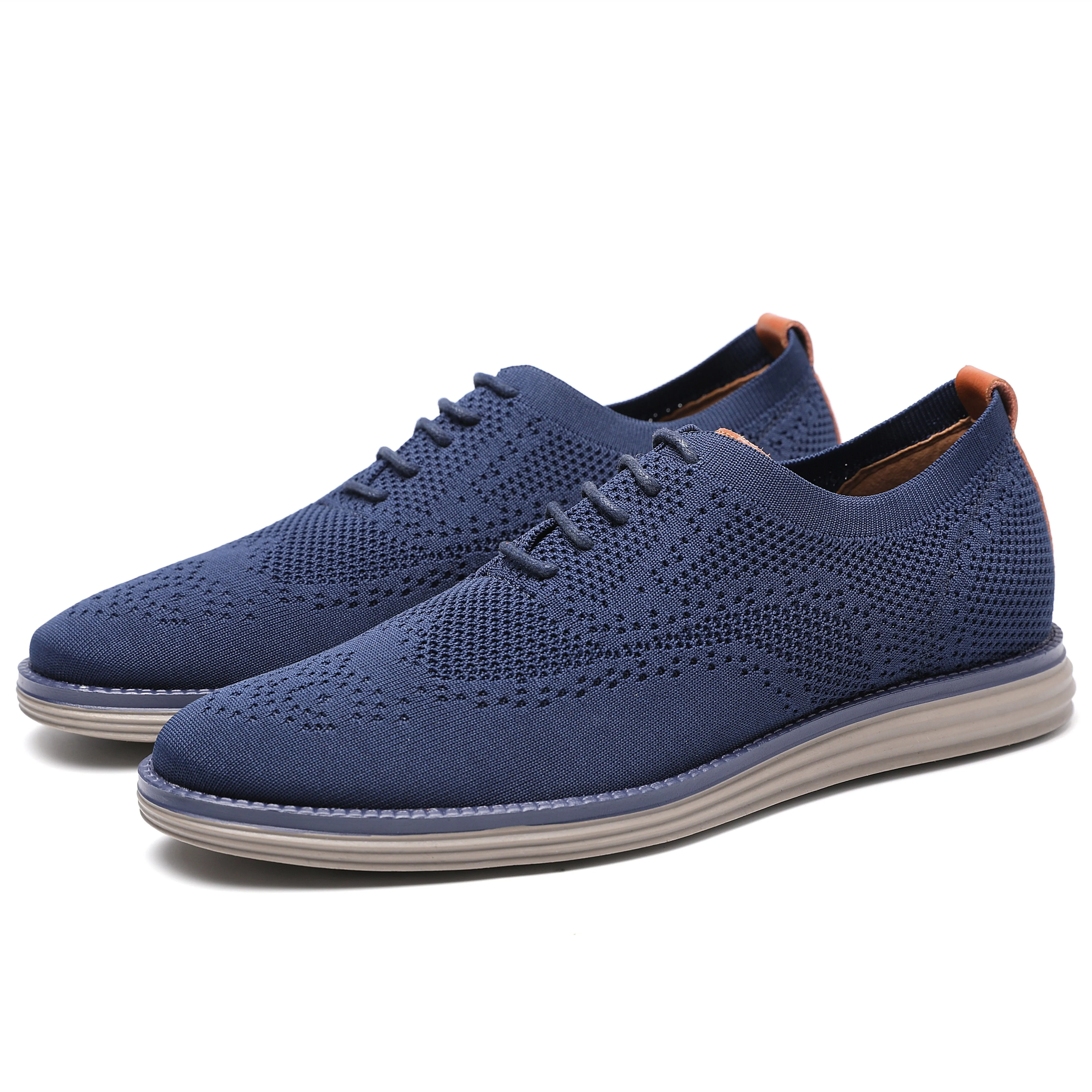 BHKH 2022 Breathable Knitted Mesh Casual Shoes Lightweight Smart Casual Shoes Office Work Footwear Men Shoes