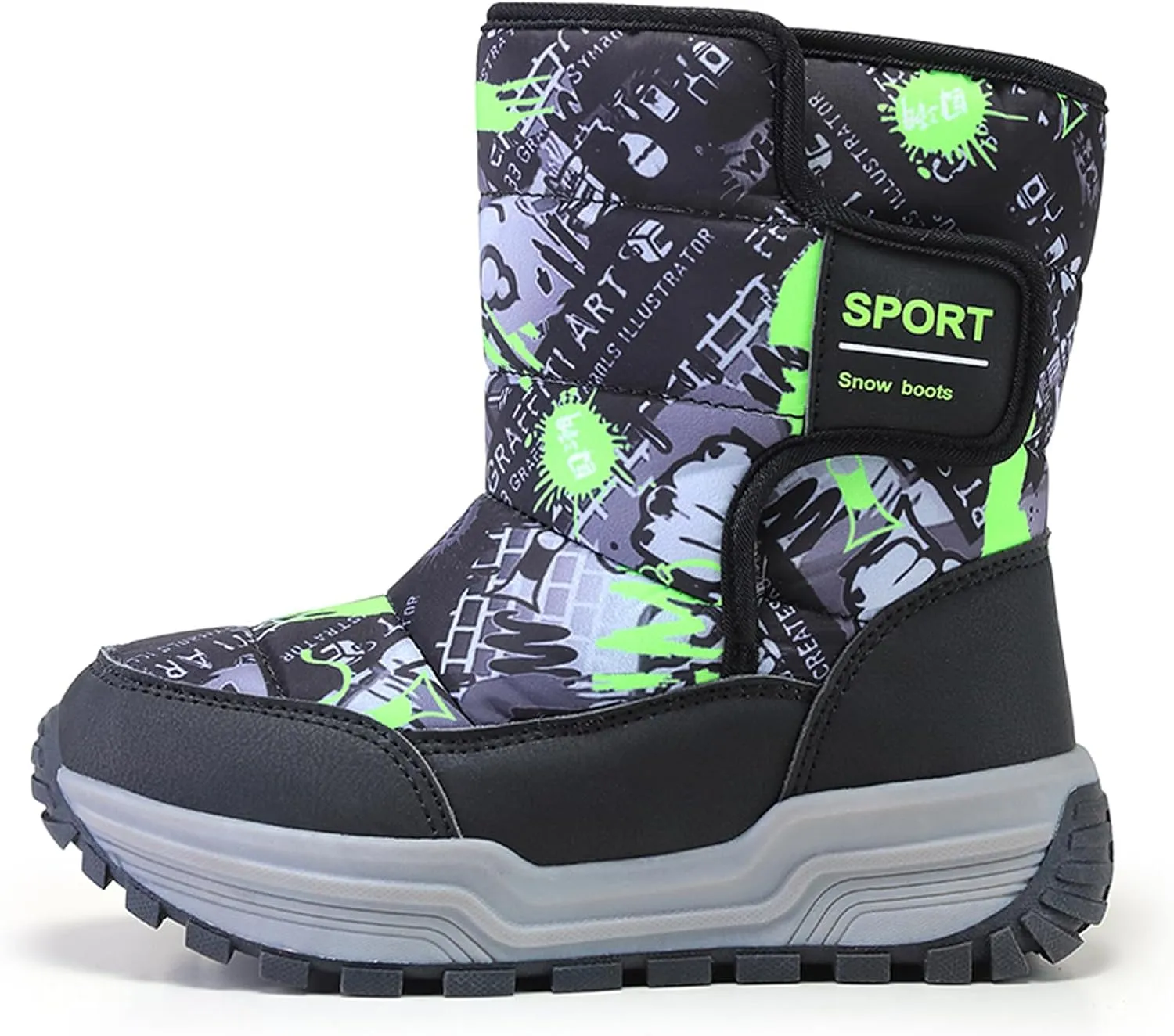 Eliogn Kids Snow Boots Faux Fur Lining Boys Girls Mid Calf Boots Waterproof Cold Weather Shoes for Winter Outdoor