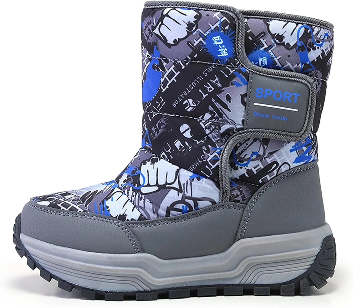 Eliogn Kids Snow Boots Faux Fur Lining Boys Girls Mid Calf Boots Waterproof Cold Weather Shoes for Winter Outdoor