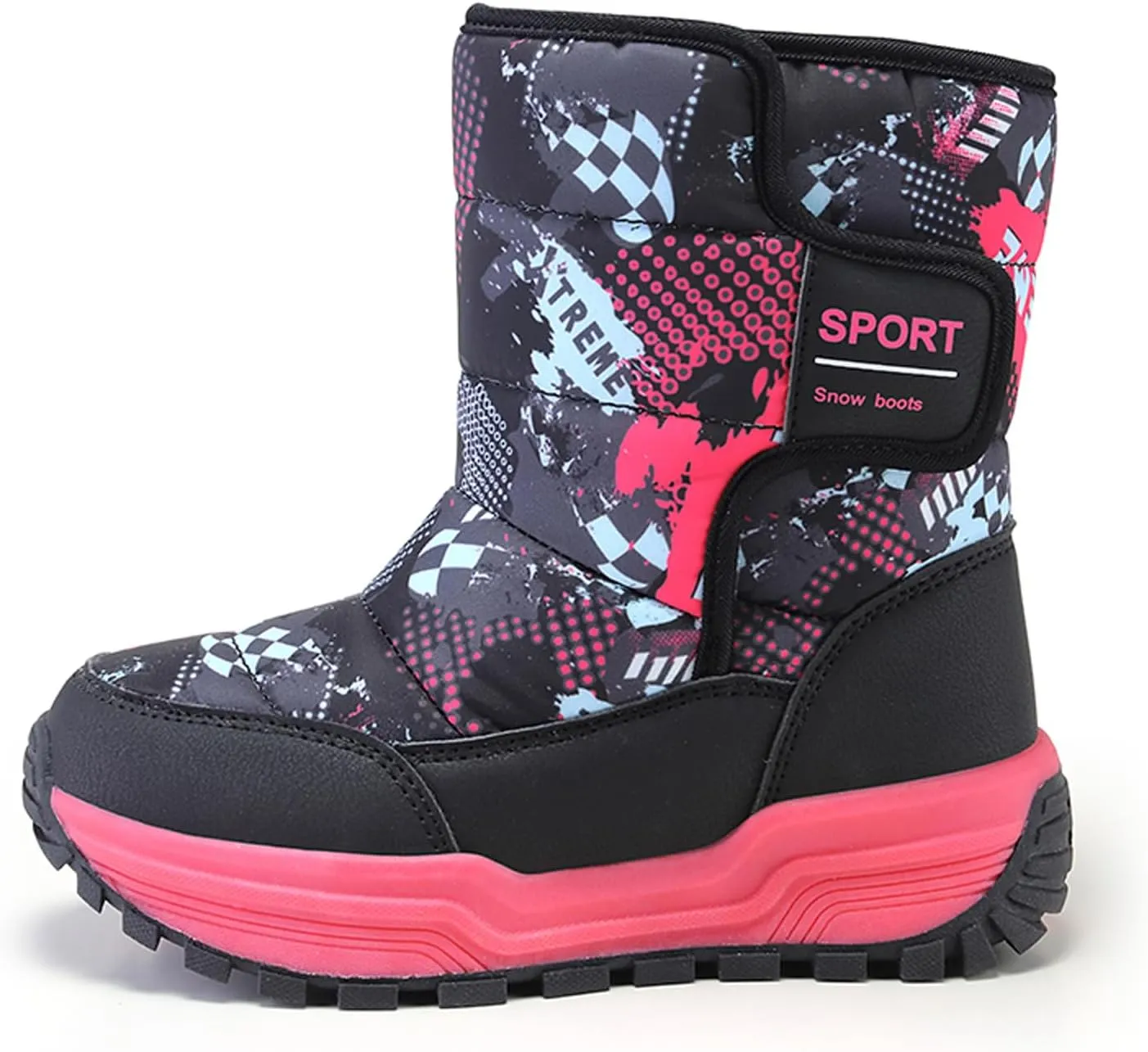 Eliogn Kids Snow Boots Faux Fur Lining Boys Girls Mid Calf Boots Waterproof Cold Weather Shoes for Winter Outdoor