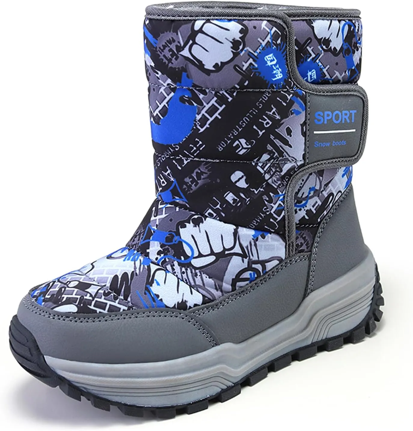 Eliogn Kids Snow Boots Faux Fur Lining Boys Girls Mid Calf Boots Waterproof Cold Weather Shoes for Winter Outdoor