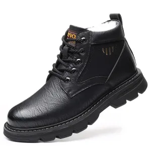 Hnzxzm Man's Genuine Leather Boots Winter Snow Shoes Wool Inner Anti slip Father Ankle Boots Waterproof Man Snow Boots