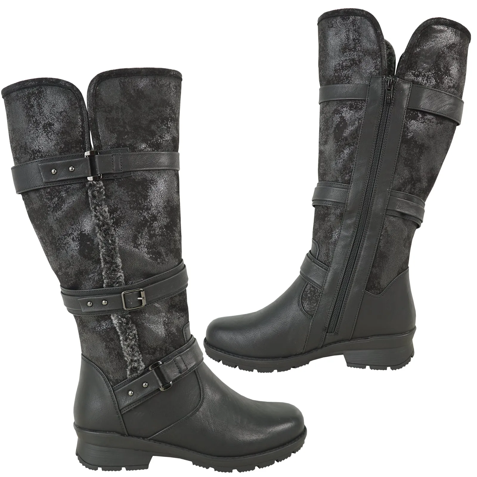 KOZI Canada Women Boot IVY-2 Ankle Winter Fur Casual Boot BLACK