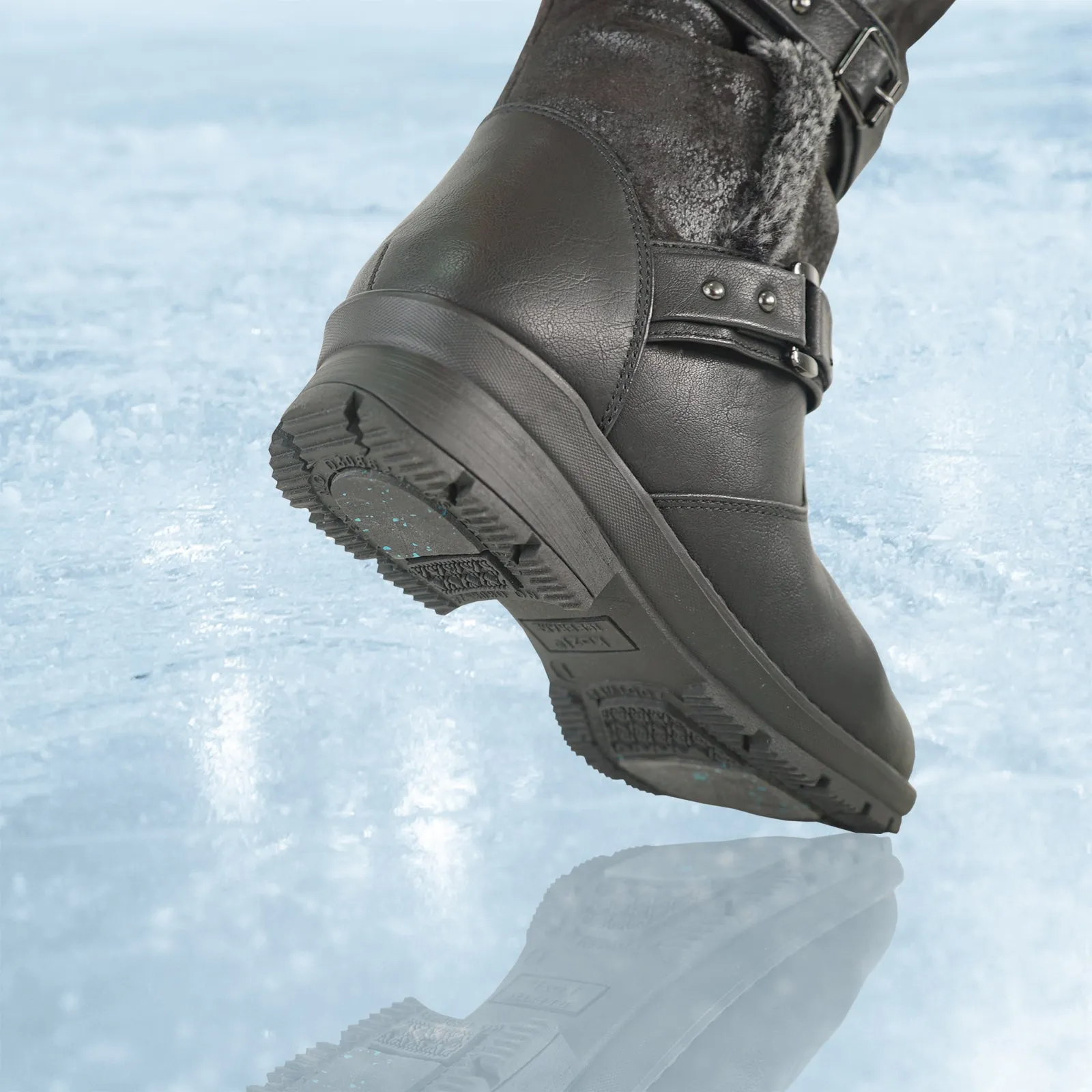 KOZI Canada Women Boot IVY-2 Ankle Winter Fur Casual Boot BLACK