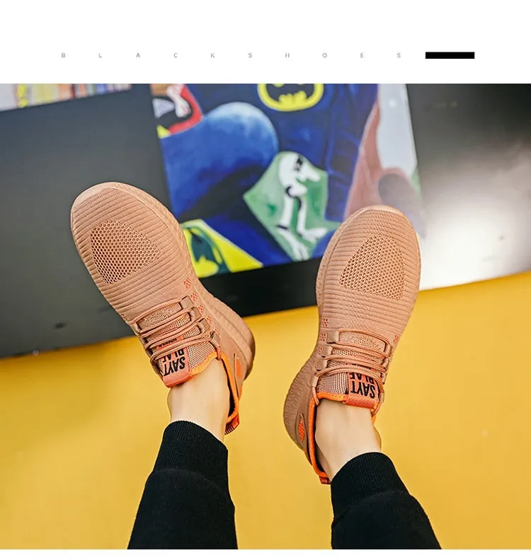 Men's Sneakers Shoes Lightweight Breathable Running Walking Yoga Sports Footwear Soft Sole Lace-up Shoes