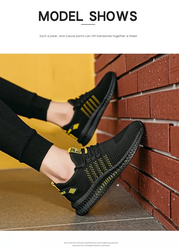 Men's Sneakers Shoes Lightweight Breathable Running Walking Yoga Sports Footwear Soft Sole Lace-up Shoes