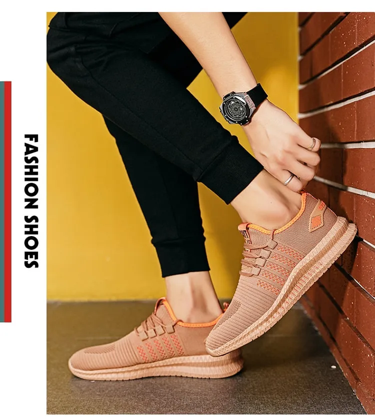 Men's Sneakers Shoes Lightweight Breathable Running Walking Yoga Sports Footwear Soft Sole Lace-up Shoes