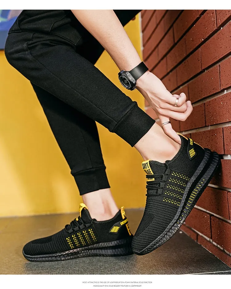 Men's Sneakers Shoes Lightweight Breathable Running Walking Yoga Sports Footwear Soft Sole Lace-up Shoes