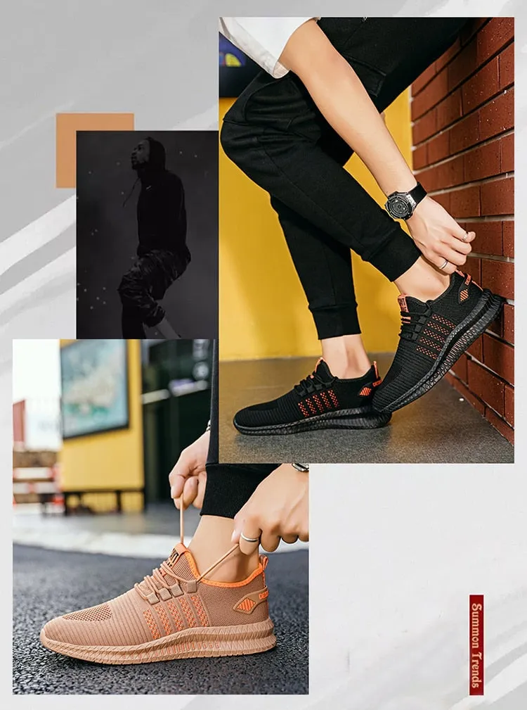 Men's Sneakers Shoes Lightweight Breathable Running Walking Yoga Sports Footwear Soft Sole Lace-up Shoes