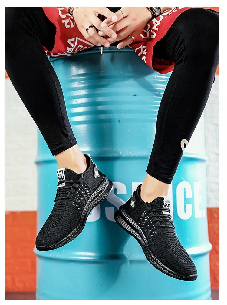 Men's Sneakers Shoes Lightweight Breathable Running Walking Yoga Sports Footwear Soft Sole Lace-up Shoes