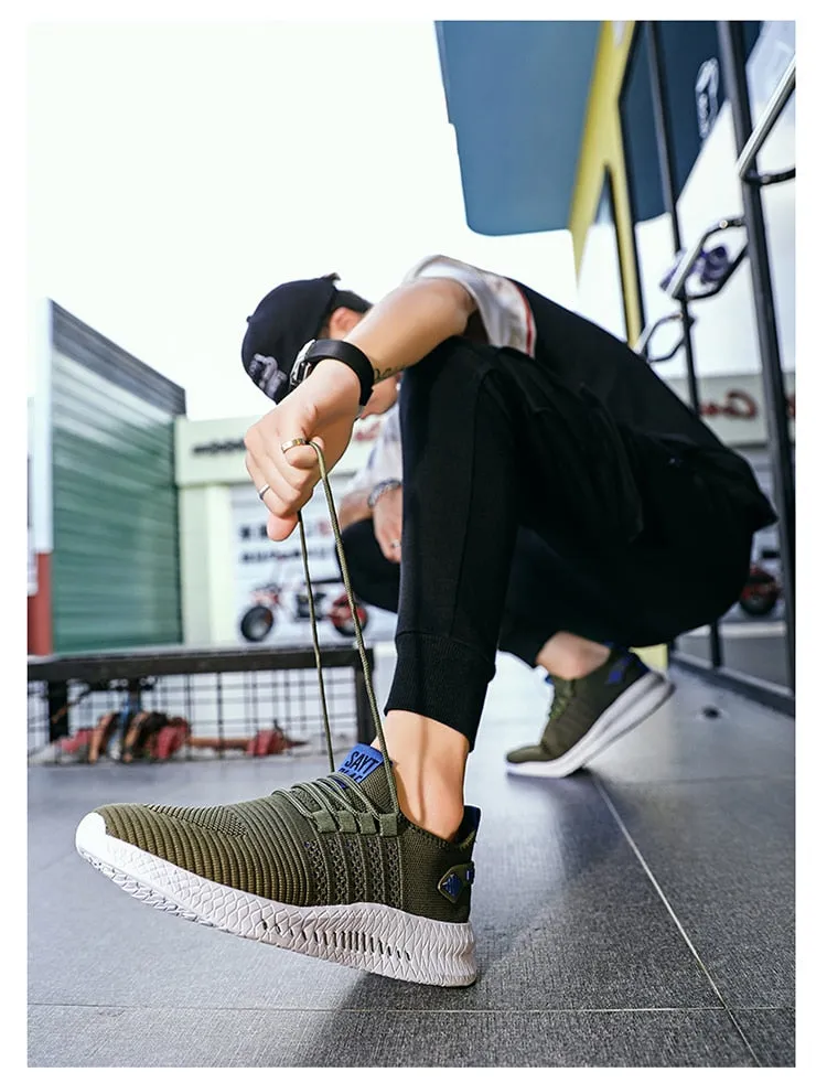Men's Sneakers Shoes Lightweight Breathable Running Walking Yoga Sports Footwear Soft Sole Lace-up Shoes