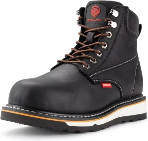 SUREWAY 6 Mens Heavy Duty Soft/Steel Toe Work Boots for Men,Goodyear Welt,Extremely Comfortable Durable Proved,Oil/Slip Resistant,Thicker Leather,Wedge Sole,EH Safety Industrial Construction Boots