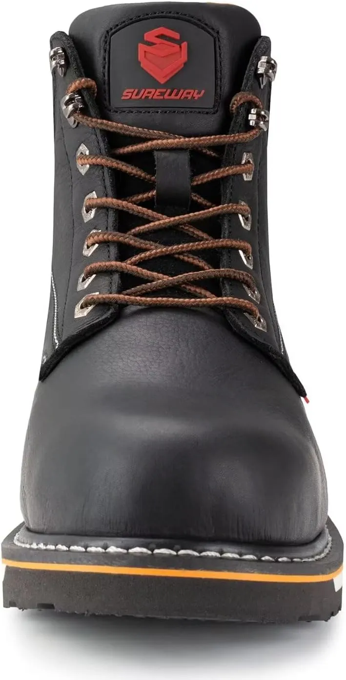 SUREWAY 6 Mens Heavy Duty Soft/Steel Toe Work Boots for Men,Goodyear Welt,Extremely Comfortable Durable Proved,Oil/Slip Resistant,Thicker Leather,Wedge Sole,EH Safety Industrial Construction Boots